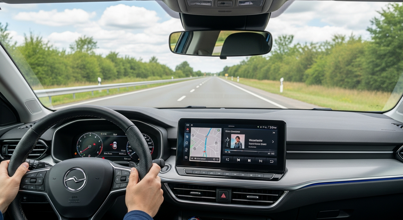 "Cartoon hatchbacks easily navigating a busy Indian city street, showcasing their practicality and maneuverability."